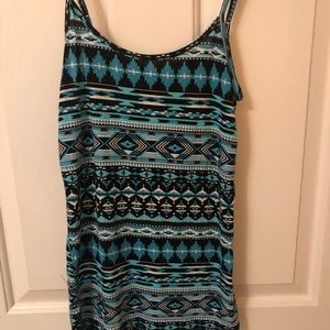 Blue,black and white tank top